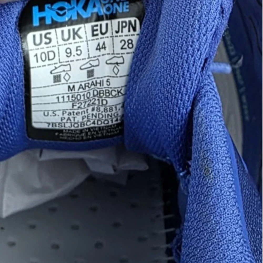 Hoka One One (Sz 10 D)  Men's Arahi 5 Running Shoes Dazzling Blue/Black Lace Up